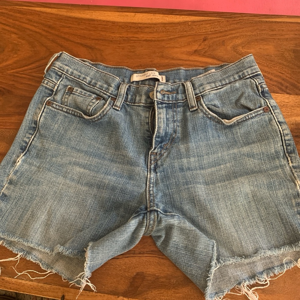 Levi’s cutoff denim shorts with raw edge